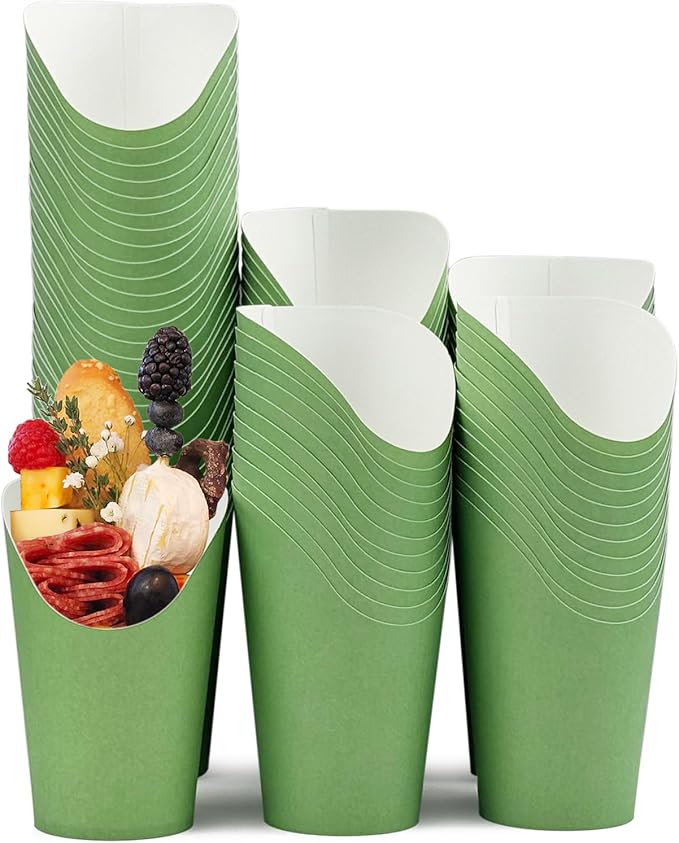 CAMKYDE 100 Pcs French Fries Holder, 12oz Disposable Paper French Fry Cups Black Charcuterie Cups for all Occasions (12oz, Black)