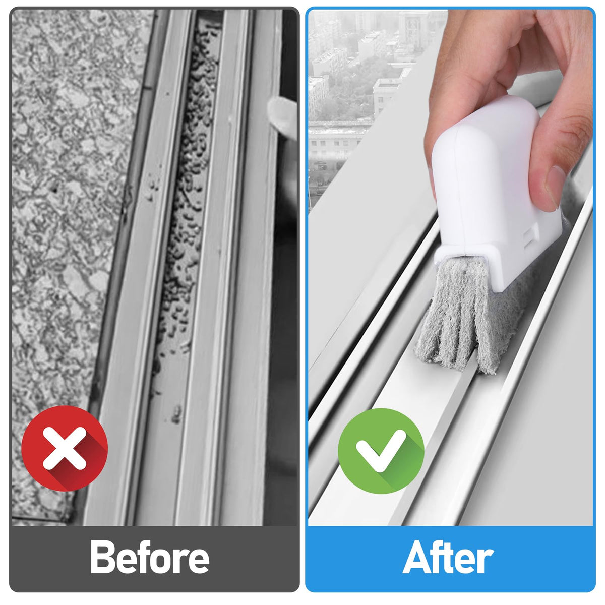 Palksky Window Track Cleaner Set, Window Groove Cleaning Brush Tools, 7 Pieces
