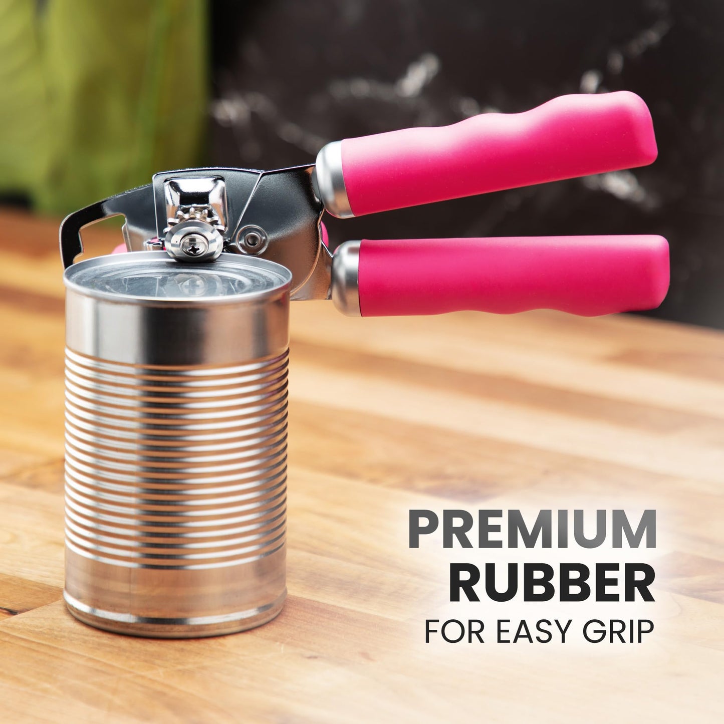 Zulay Kitchen Heavy Duty Stainless Steel Can Opener Manual with Bottle Opener - Rust Proof Manual Can Opener With Turn Knob & Comfy Soft Grip Handles - Orange