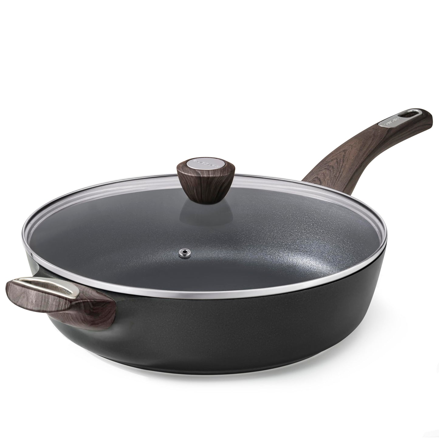 SENSARTE Ceramic Nonstick Frying Pan Skillet with Lid, 10.5 Inch Deep Frying Pan, 3.8 Qt Saute Pan, Induction Pan, Healthy Non Toxic Cooking Pan with Helper Handle, PFOA PFAS PTFE Free