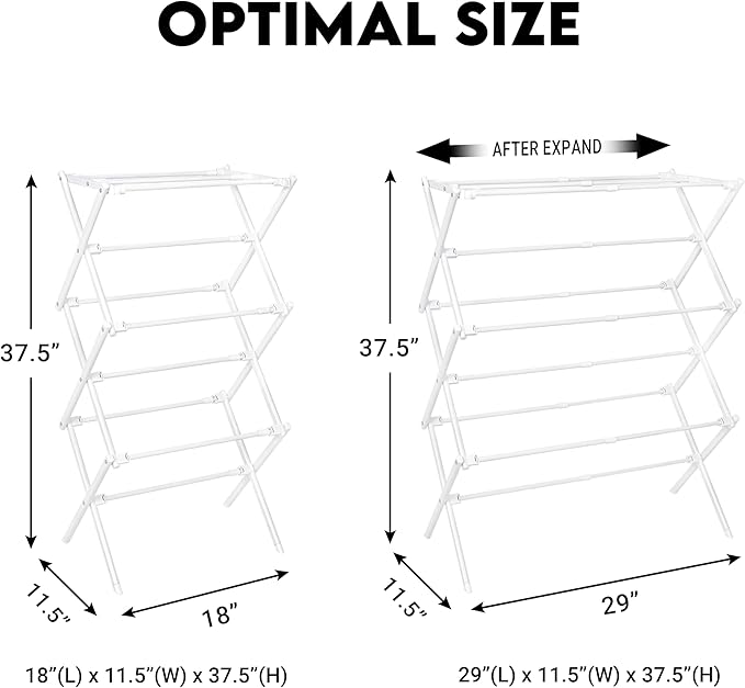 2026 Enhanced Clothes Drying Rack | Foldable Drying Rack Clothing for Laundry | Small Collapsible Portable Dryers for Laundry | Use for Indoor & Outdoor | White 37.5"x29"x12"