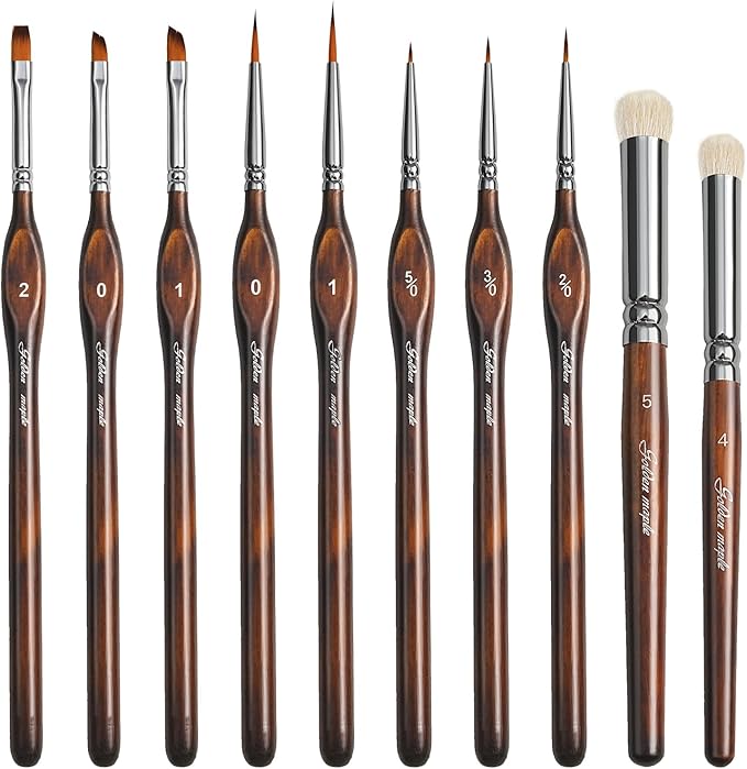 Golden Maple Miniature Model Paint Brushes-10pcs Micro Detail Paint Brush Set,Small Fine Detail Brushes for Acrylic, Oil, Watercolor & Paint by Number,Figurine