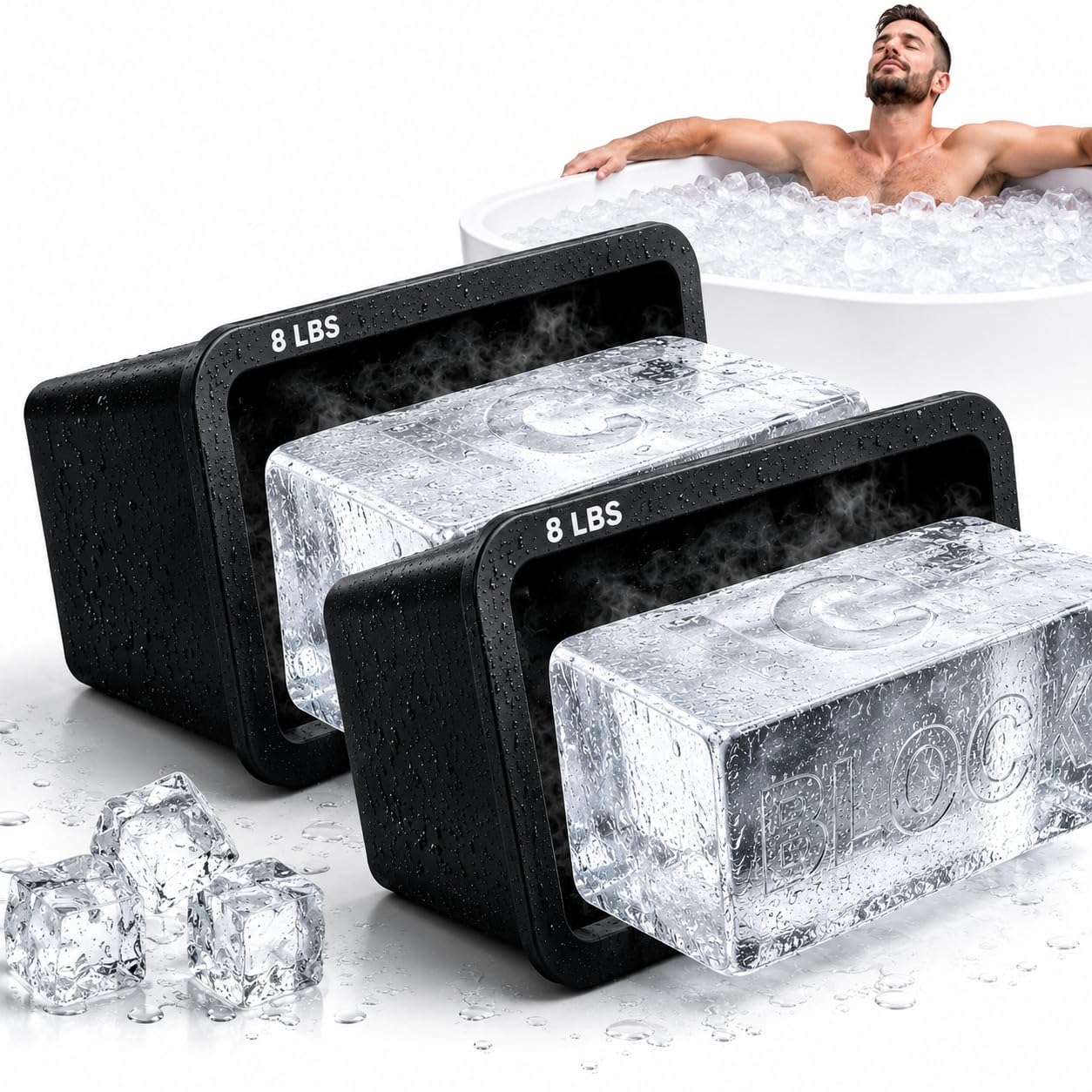 Extra Large Ice Block Mold (2-Pack) – 13 lbs Silicone Ice Brick Maker for Ice Bath & Cold Plunge – Giant Cube for Recovery, Muscle Relief & Coolers, Dishwasher Safe