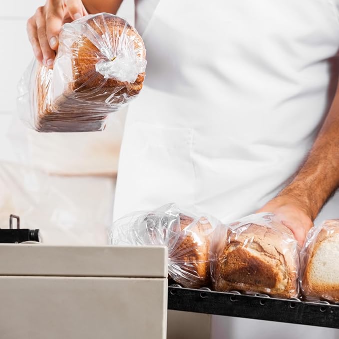 vivinin 70 Pack Bread Bags & 100 Pack Ties, 8" x 4" x 18" Clear Bread Bags for Homemade Bread, Reusable Plastic Bread Storage Bags for Bakers, Bakery Owners