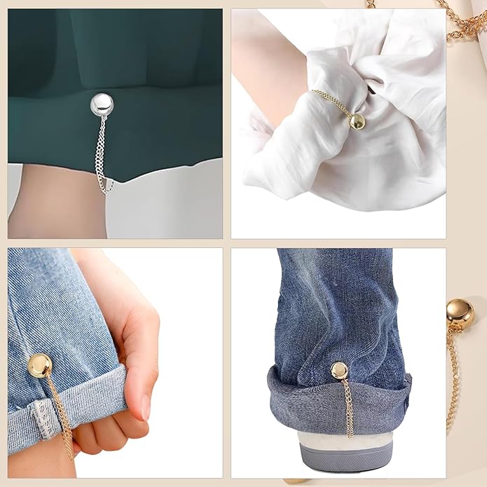 Magnetic Clothing Clips: 12 Pcs Multi-Function Magnetic Shirt Clips with Chain for Women Clothes Sleeves Pants Hijabs Hats Scarfs