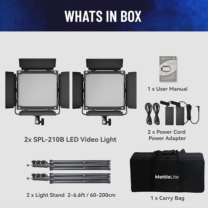 Mettlelite 2 Pack SPL210B Bi Color LED Video Light Kit