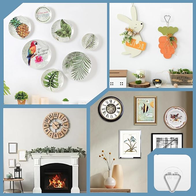 DIDUDIDU Wall Plate Hangers for Display - Invisible Adhesive Picture Hangers for Wall - Ideal for Hanging Decorative Plates | Photo Frames | Paintings - 2.3 Inch
