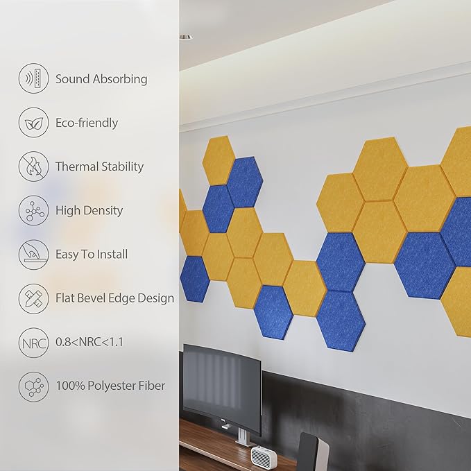 12 Pack Acoustic Panels Self Adhesive Sound Proof Foam, High Density Sound