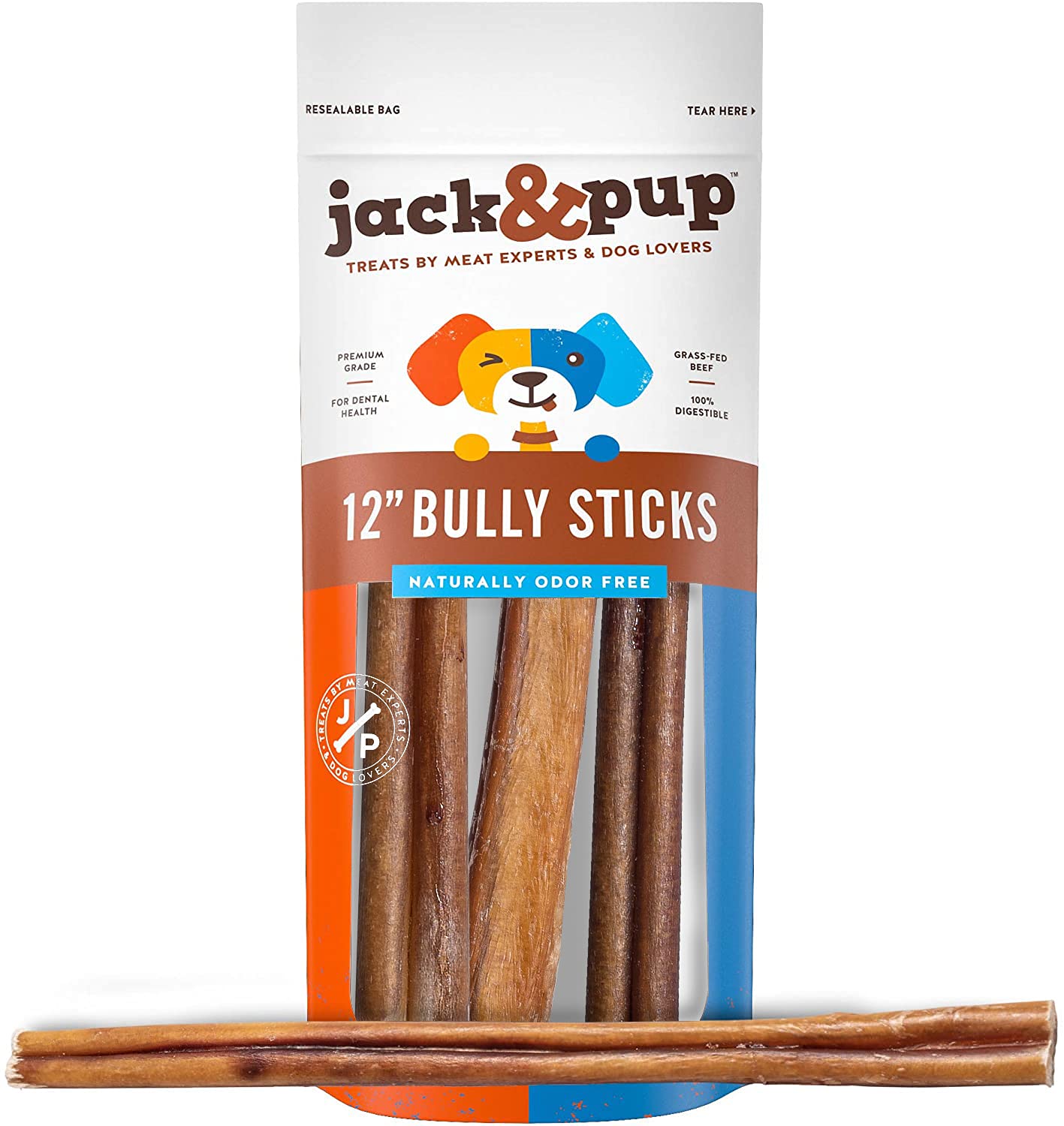 Jack&Pup 6 Inch Bully Sticks, Single Ingredient Long Lasting Dog Chews (6 oz, 5-7 Sticks) Pizzle Sticks for Dogs