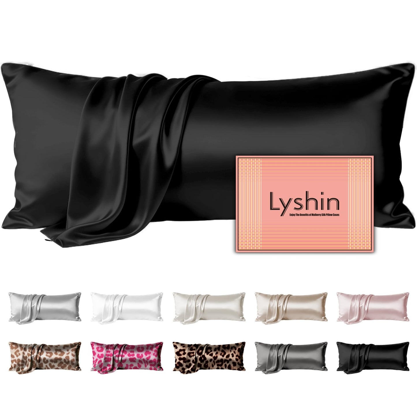 LYSHIN Silk Pillow Cases Standard Size with Hidden Zipper, Leopard