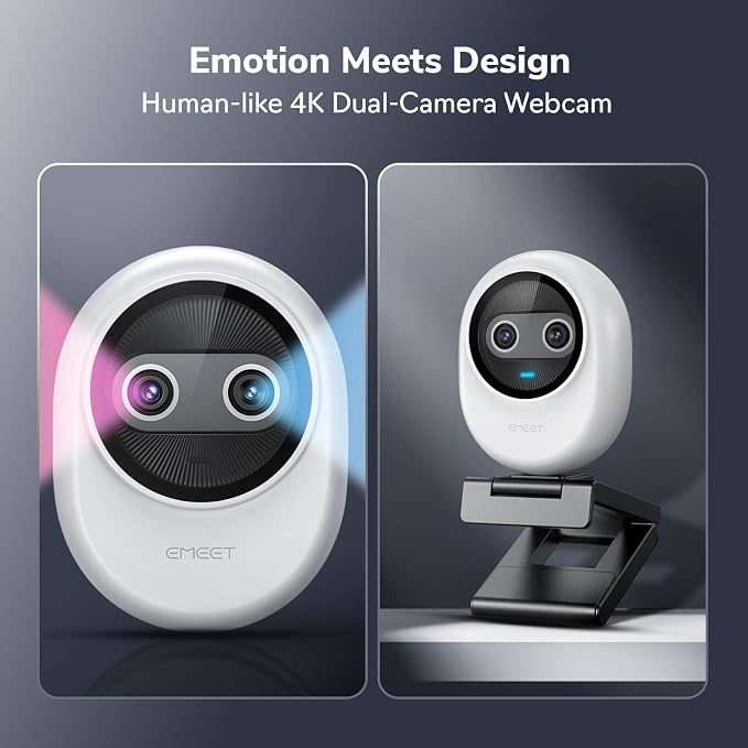 EMEET Piko 4K Webcam for Streaming, World’s 1st Dual-Camera AI-Powered 4K