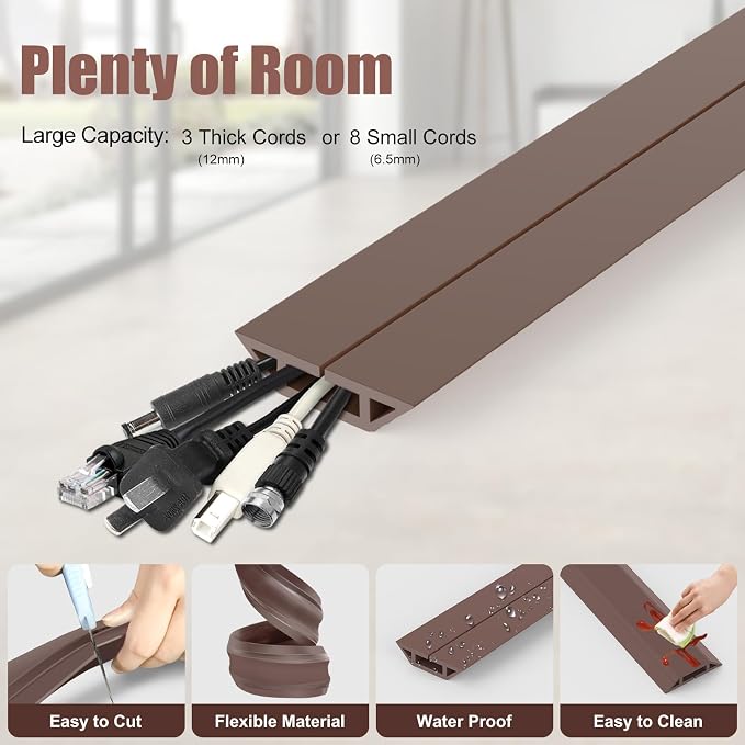 Eapele 4 ft Floor Cord Cover Heavy Duty Cable Protector, Cord Covers