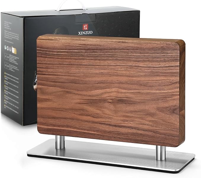 XINZUO Walnut Wood Knife Magnetic Strips 16 Inch, Double Row Round Magnets Magnetic Knife Holder for Wall -Magnetic Knife Bar- Works With Kinds of Kitchen Tools -Space Saver Knife Rack