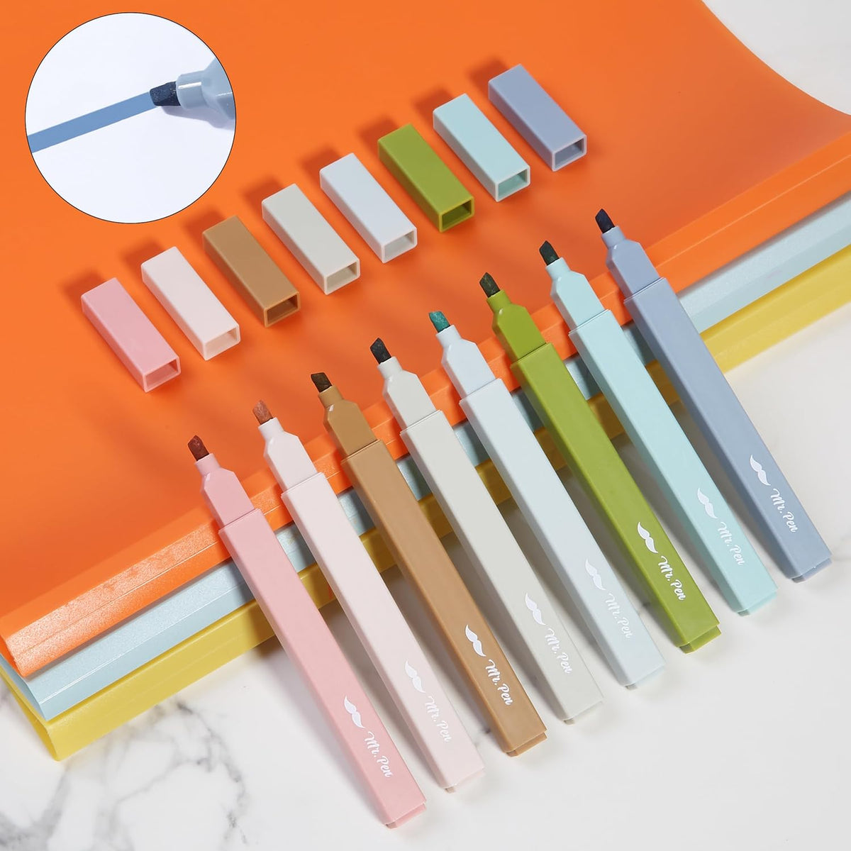Mr. Pen- Aesthetic Highlighters, 8 Pack, Chisel Tip, Natural Earth, Cute Highlighters Assorted Colors