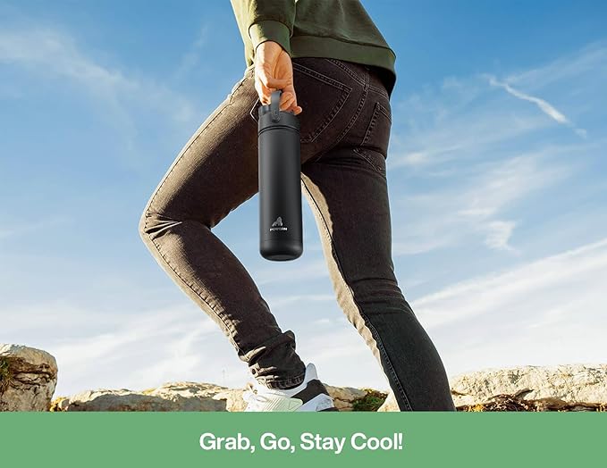 POWCAN 26 oz Insulated Water Bottle with 2-in-1 Straw and Spout Lid, Keep Cold 24H, Leak-Proof, Fits in Car Cup Holder, Stainless Steel Water Bottle for Sports, Trip, Gym, and School (Verdant Bloom)