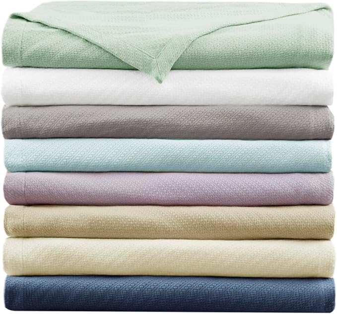 Madison Park Liquid Cotton Luxury Blanket Premium Soft Cozy 100% Ring Spun Cotton For Bed , Couch or Sofa, King, Ivory