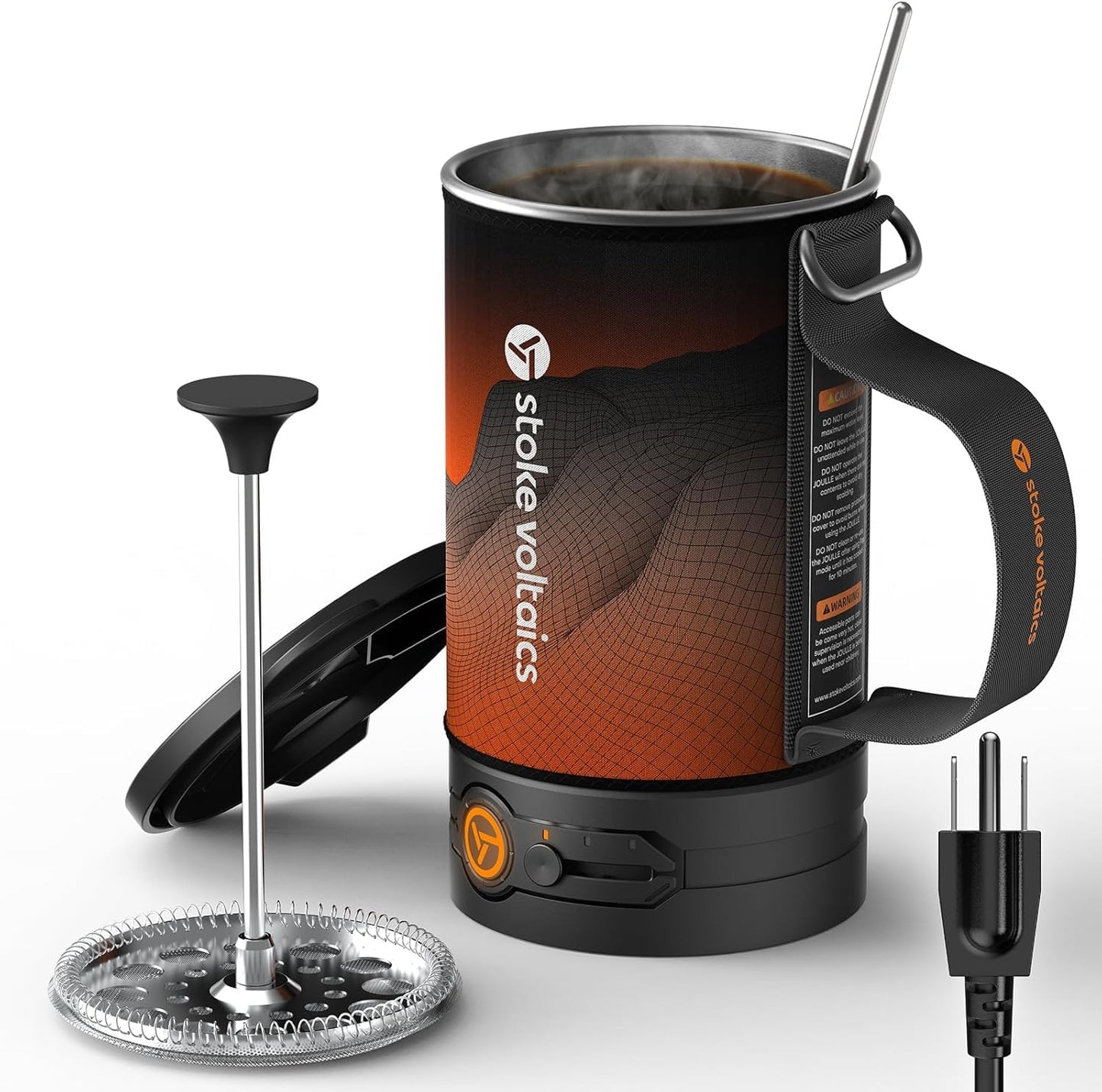 Portable Camping Coffee Maker, Electric French Press, Travel Kettle, 120V
