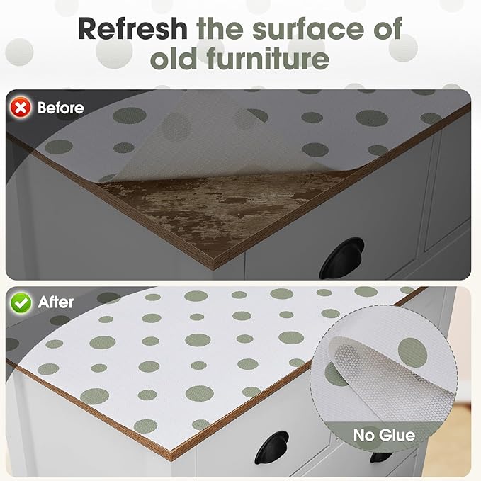 Beautysaid Shelf and Drawer Liner for Kitchen Cabinet, Non Adhesive Non Slip Shelf Paper Waterproof Washable Thickened for Dresser Pantry Shelve Bathroom Protector Liner(Polka Dot,18 in x 30 FT)