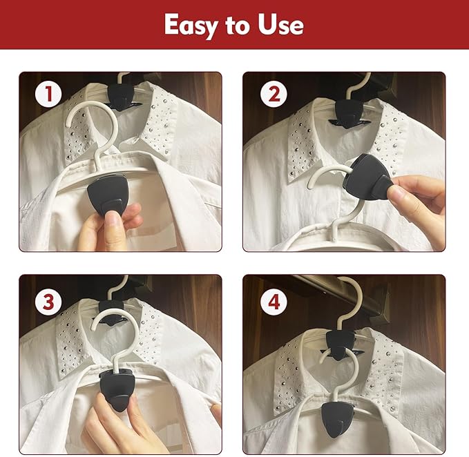 Space Saving Hanger Hooks 20Pcs, Upgrade Heavy Duty Space Saver Hangers Connector Hooks for Clothes, Premium Hanging Closet Organizer for Dorm, Ganchos para Colgar Ropa, Black