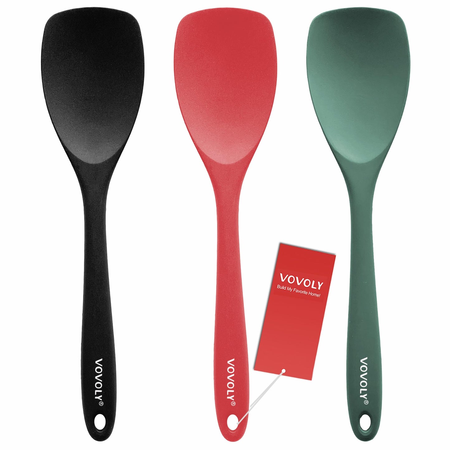 Vovoly Silicone Spatula Spoon Set, 11 IN, Teal, Spoonulas Heat Resistant