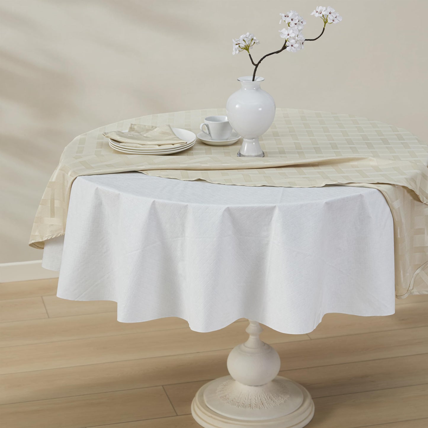 Newbridge Quilted Waterproof Cut to Fit Table Pad Protector with Flannel Backing, Heat Resistant, Wipe Clean, Cushioned Pad Protects Table from Spills and Scratches, 52" x 120"