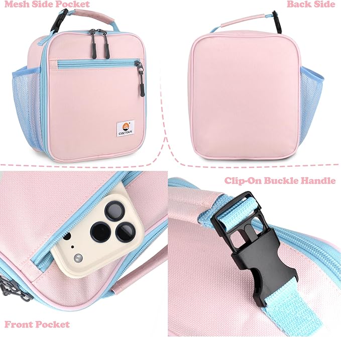 Lunch Box Kids,Premium Insulated Lunch Bag for Girls Boys,Soft Bag Mini Cooler Back to School Thermal Reusable Lunch Bag for Work School Picnic (Pink)