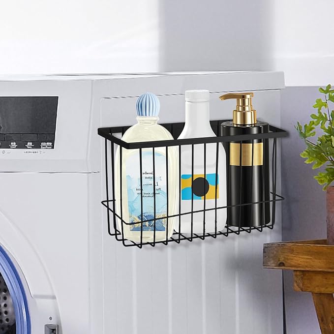 Magnetic Dryer Ball Holder for Laundry Room Dryer Ball Organization, Magnetic Lint Bin for Laundry Room Wool Dryer Ball Organizer, Iron Dryer Ball Container for Laundry Room Storage(Black)