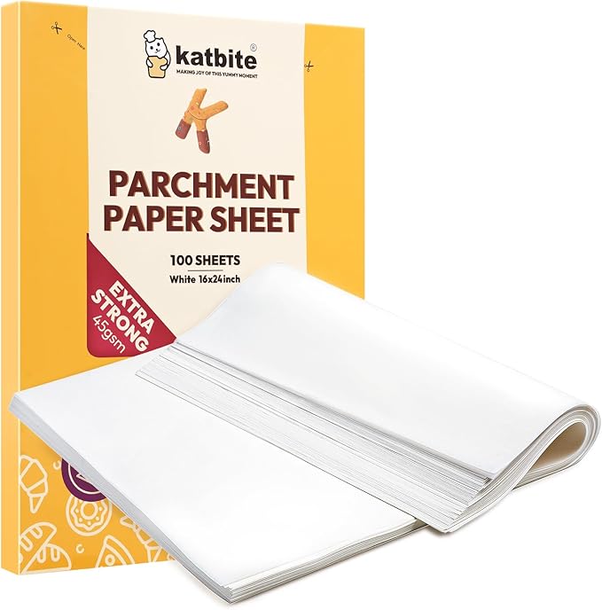 Katbite 200Pcs 9x13 inch Heavy Duty Parchment Paper Sheets, Precut Parchment Paper for Quarter Sheet Pans Liners, Baking Cookies, Bread, Meat, Pizza, Toaster Oven (9"x13")