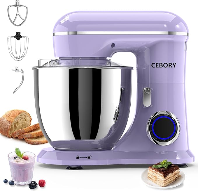CEBORY 3-IN-1 Electric Stand Mixer, 6.5QT Bowl 660W 10-Speed Kitchen Mixer, Household Food Mixers include Dough Hook, Beater and Whisk, Bread Cake Mixer for Baking and Most Home Cooks, Red