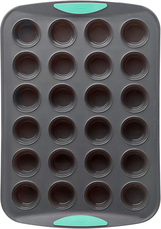 Trudeau Structure Silicone Muffin Pan – 12 Cup, Flexible Silicone with Hard Lining to Hold Shape, Non-Stick, BPA-Free, Dishwasher Safe, Heat Resistant to 428°F – Grey/Mint