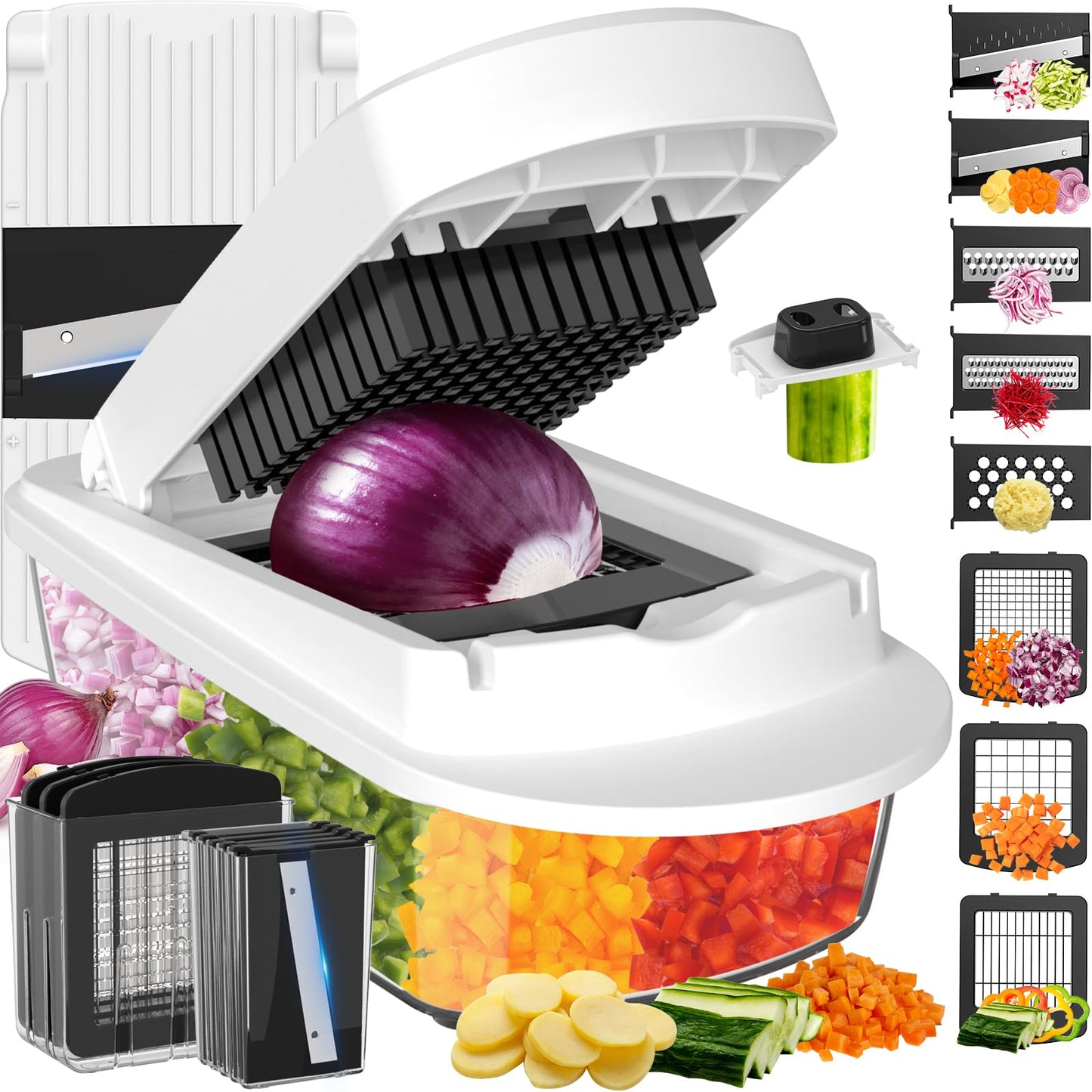 Ukeetap 12-Blade Cook Tool & Gadget Sets, Chopper Slicer Grater Set, Black