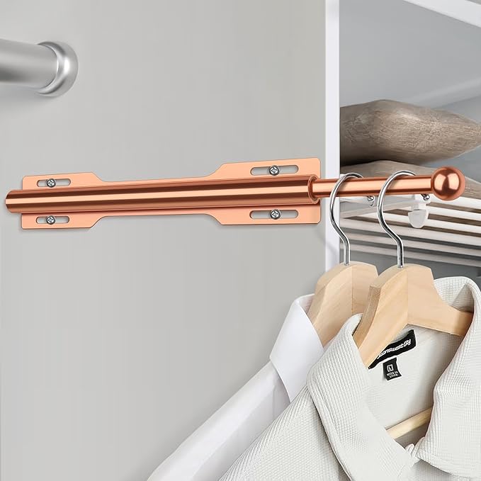 FIRJOY 12" Valet Rod for Closet Pull Out (1 Pack, Rose Gold)
