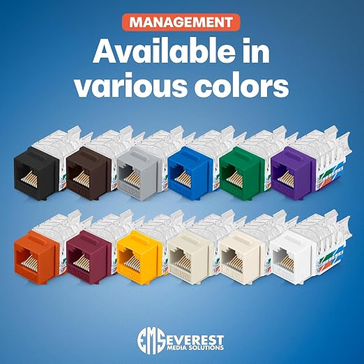 Everest 45° Angled RJ45 Cat6 Keystone Jacks 50-Pack in Light Almond