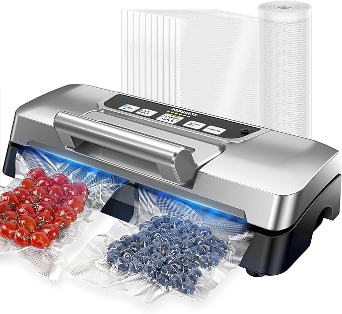 POTANE Precision Vacuum Sealer Machine, Powerful Pro Vacuum Food Sealer, 8-in-1 Easy Presets, 4 Food Modes, Dry&Moist&Soft&Delicate with Starter Kit, Compact Design(Silver)