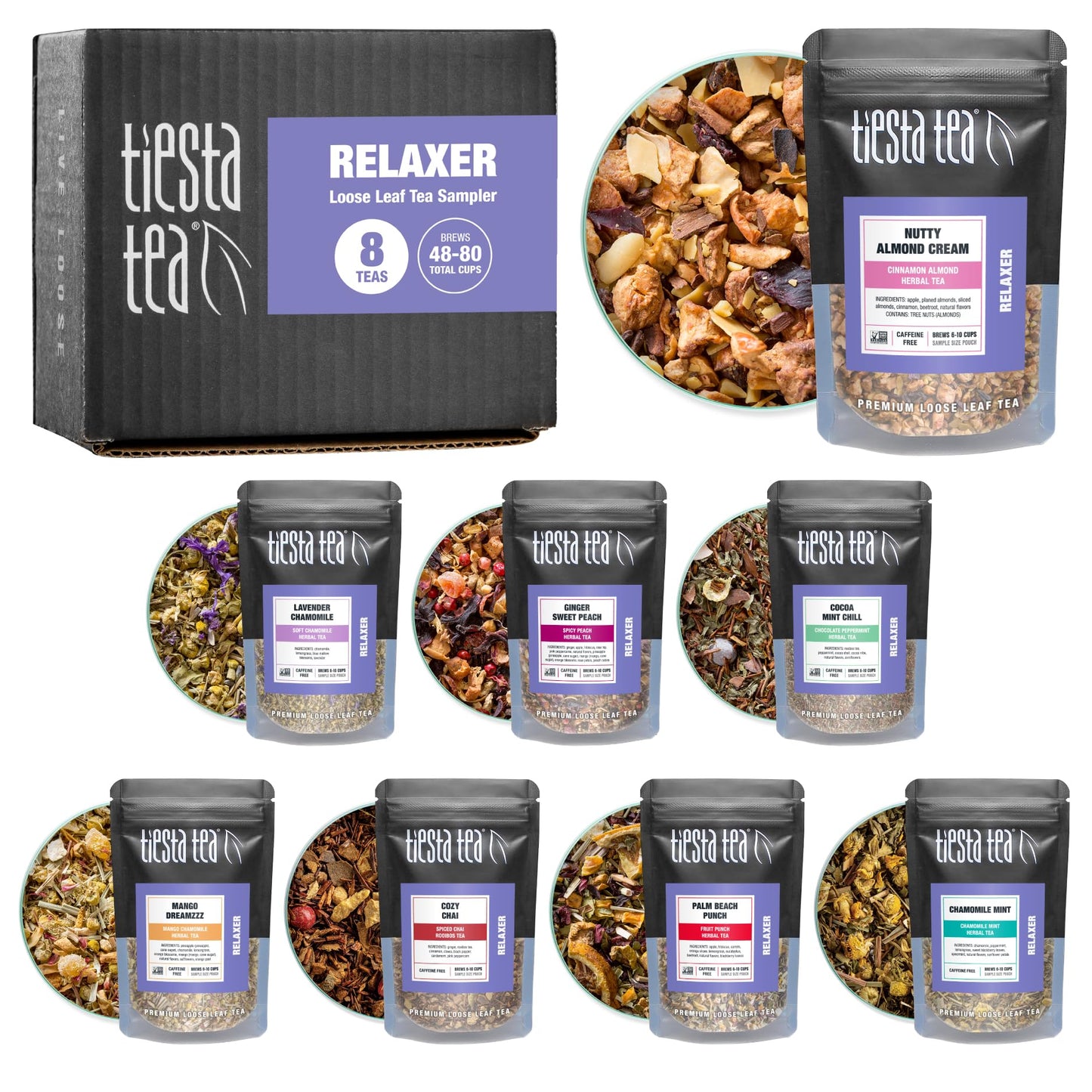 Tiesta Tea - Herbal & Rooibos Tea Sampler Dry Flight Set, Loose Leaf