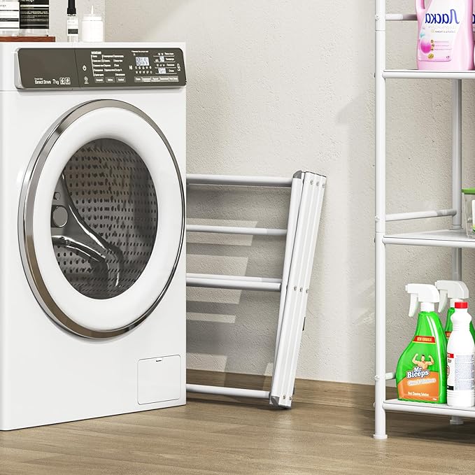 APEXCHASER Clothes Drying Rack Folding - 3 Tier Laundry Drying Rack for Clothes, Expandable Metal Clothing Dryer, Collapsible Towel Rack, Air Drying Rack, White