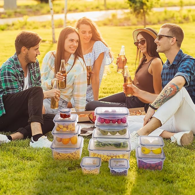 34 PCS Food Storage Containers with Lids Airtight(17 Lids &17 Containers) - Microwave/Dishwasher Safe 100% Leakproof Storage Containers for Meal Prep Kitchen Storage Organization with Labels & Pen
