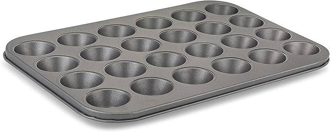 husMait 24-Cup Mini Muffin Pan - Non-Stick Carbon Steel Mini Cupcake Pan - Heavy Duty Metal Baking Tray, Warp-Resistant, PFOA Free & Dishwasher Safe