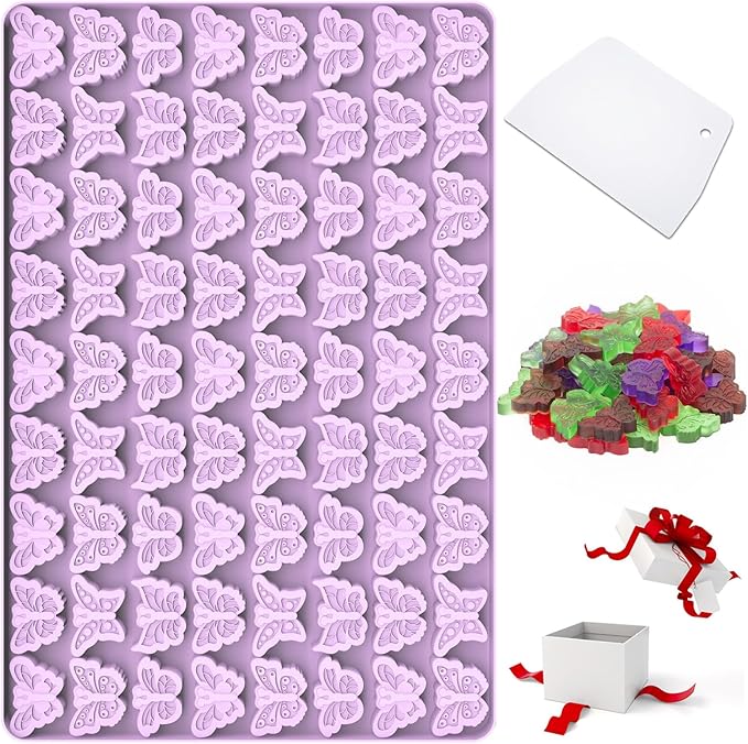 Marijuana Cannabis Hemp Leaf Silicone Molds with 70 Cavities Shaped for Pot Chocolate Candy Gummy, with Baking Scraper