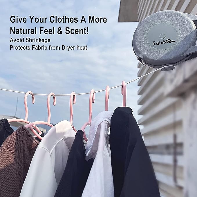 Retractable Clothesline Indoor Outdoor Heavy Duty 40 Feet - PVC Clothes Line Retracting - Clothesline with Wall Mount - Retractable Laundry Line for Drying Clothes with 12 ClothesPins