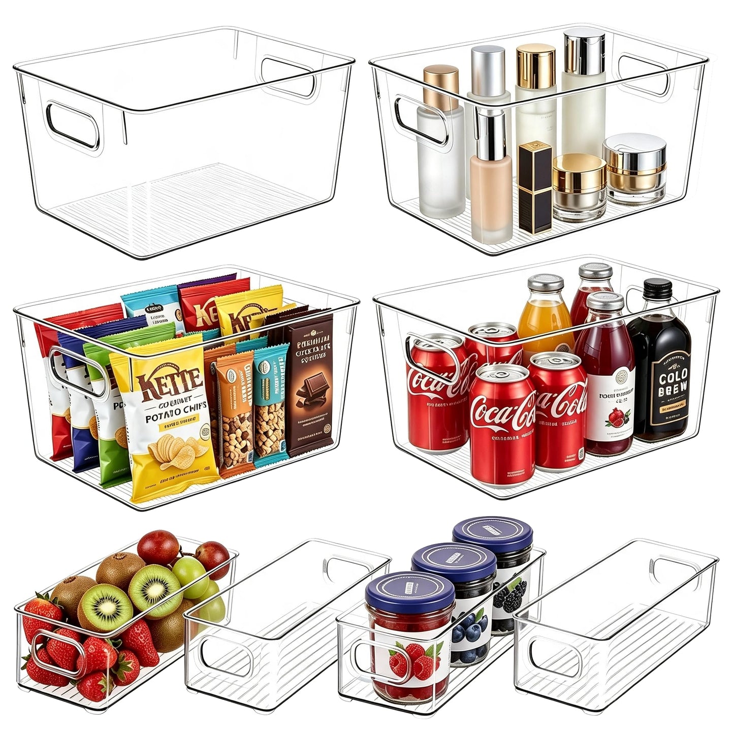 Joymeezo 6 Pack Clear Plastic Storage Bins, Kitchen&Pantry Organizer Large