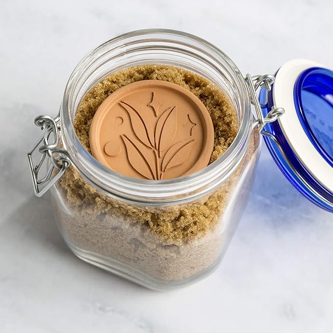 Goodful Brown Sugar Saver and Softener Disc with Elegant Leaf Design,Multiple Uses for Food Storage Containers,Reusable and Food Safe,Terracotta, (Pack of 24)