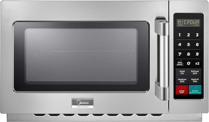 Midea Equipment 1034N0A Countertop Commercial Microwave Oven with Dial, 1000W, Stainless Steel, 1.2 CuFt