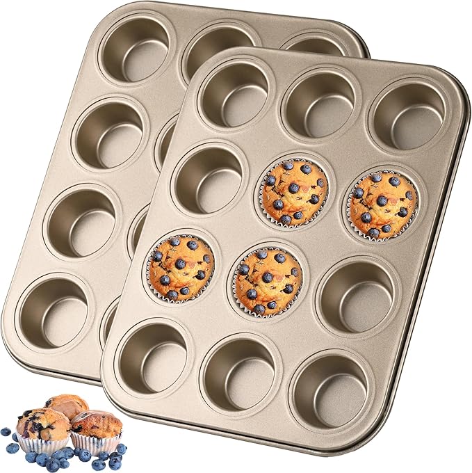 Audingull Mini Muffin Pan, Premium Small Cupcake Pans, Carbon Steel 12-Cup Muffin Tin, Versatile Non-Stick Bakeware