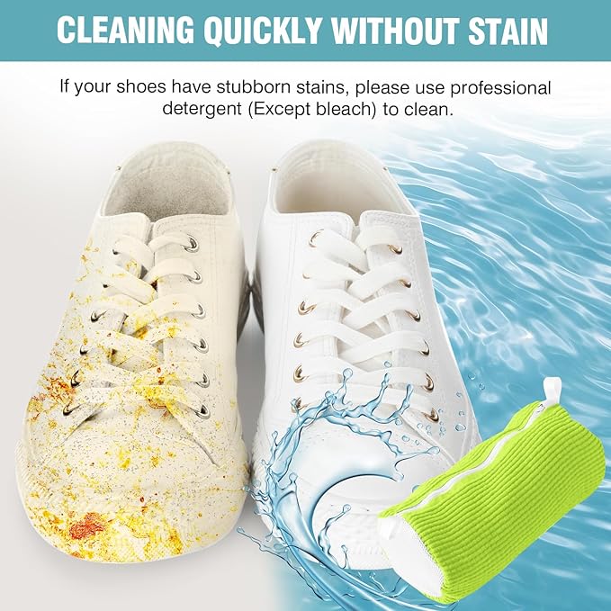 Shoe Washing Machine Bag, Shoe Laundry Bag for Washer and Dryer, Include Dry Net Bag, Reusable and Durable Zipper with Hook Design, Shoe Washing Bag for Sneaker (Green, 1 Pack)