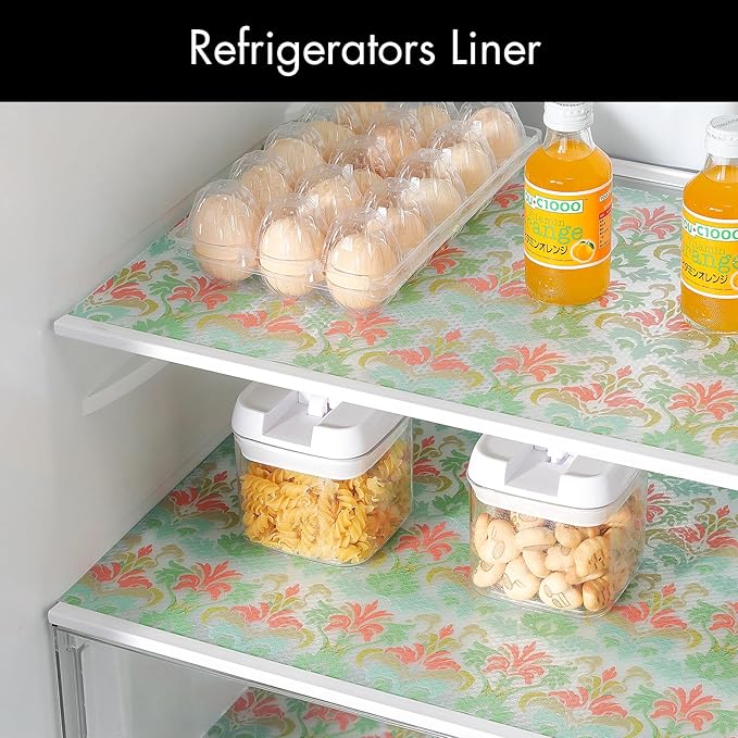 Cooyes Shelf Liner for Kitchen Cabinets – Non-Adhesive Waterproof Drawer Liner – Durable EVA Material Easy-to-Cut Shelf Paper for Refrigerator, Cupboard, Dresser with Modern Pattern