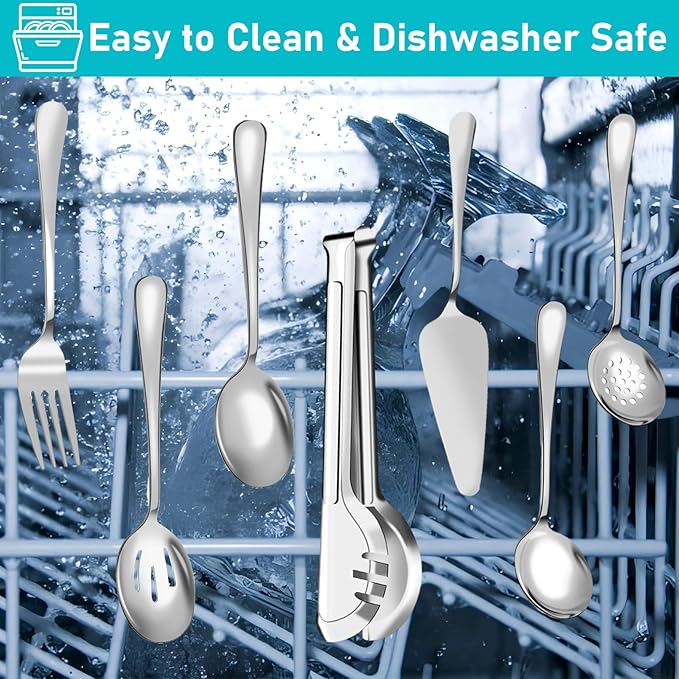 Serving Utensils, 15 Pcs Stainless Steel Large Flatware Serving Tools Kit