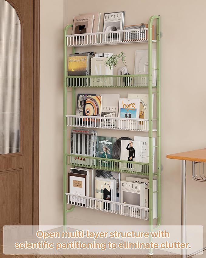 UMDONX Behind The Door Bathroom Shelf Narrow 5-Tier, Space-Saving Slim Storage Shelf Narrow Shelving Unit for Bathroom and Kitchen White