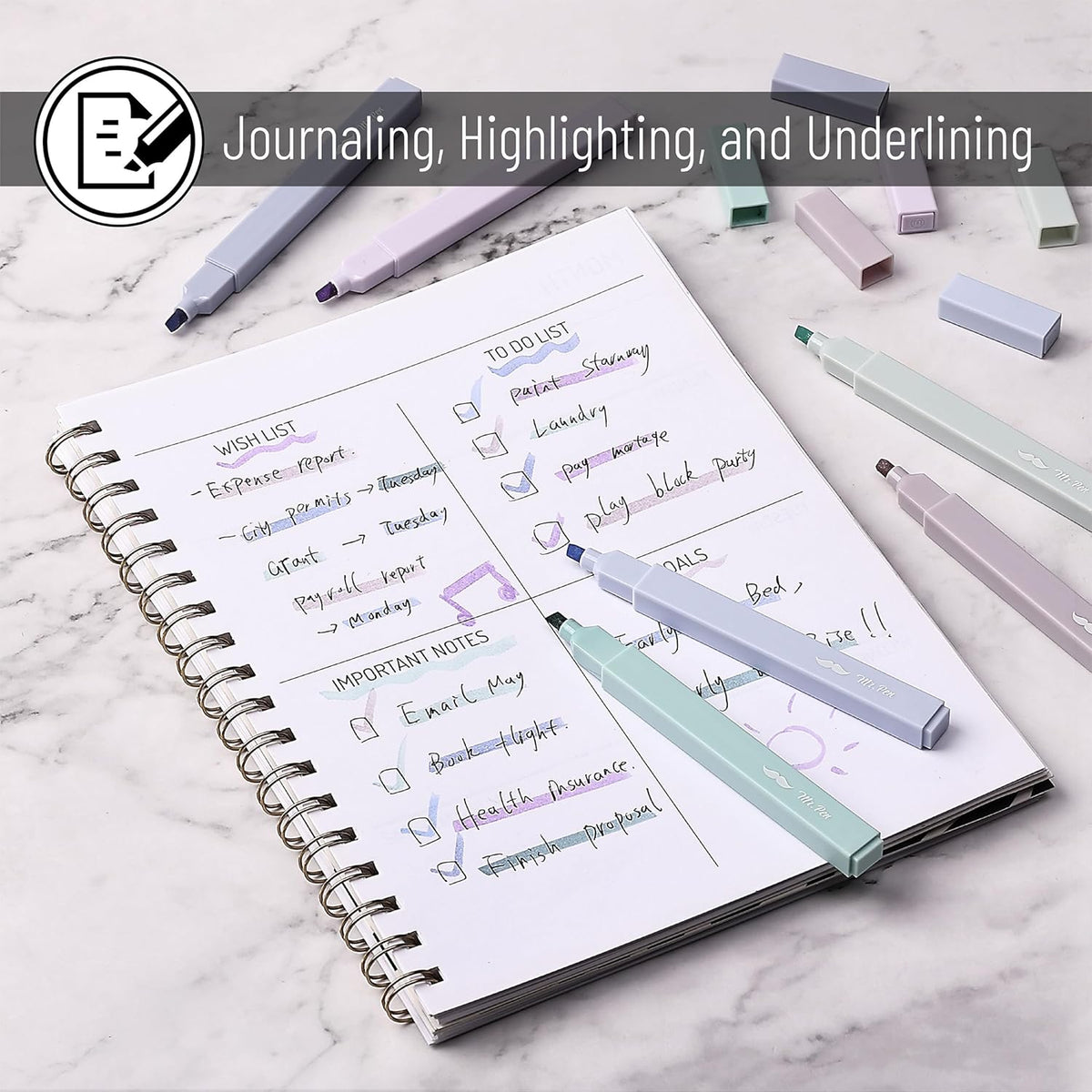 Mr. Pen- Aesthetic Highlighters, 8 pcs, Chisel Tip, Pastel Colors, Cute Highlighters Assorted Colors, Back to School Supplies