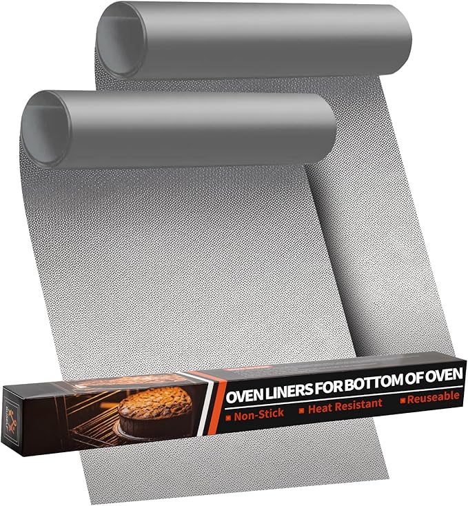 Oven Liners for Bottom of Oven - 2 Pack Large Heavy Duty Oven Mats, 17"x 25" Reusable Matt Liner for Electric, Gas, Toaster Ovens & Grills, BPA & PFOA Free, Kitchen Essentials, Black